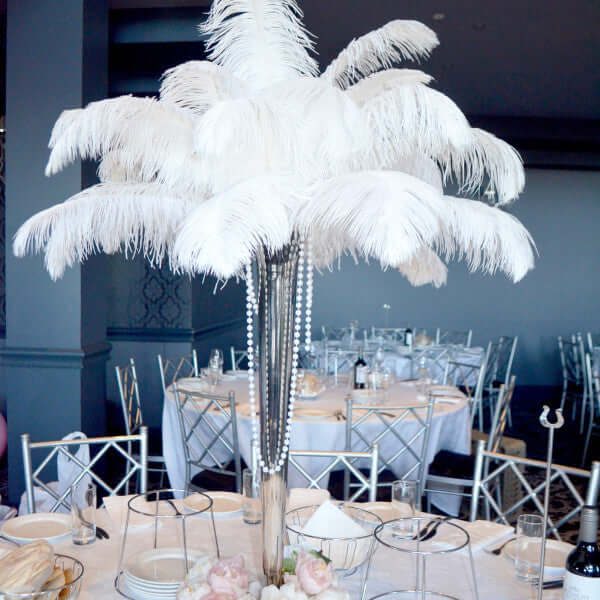 12 Pack 13"-15" White Natural Plume Real Ostrich Feathers, DIY Centerpiece Fillers