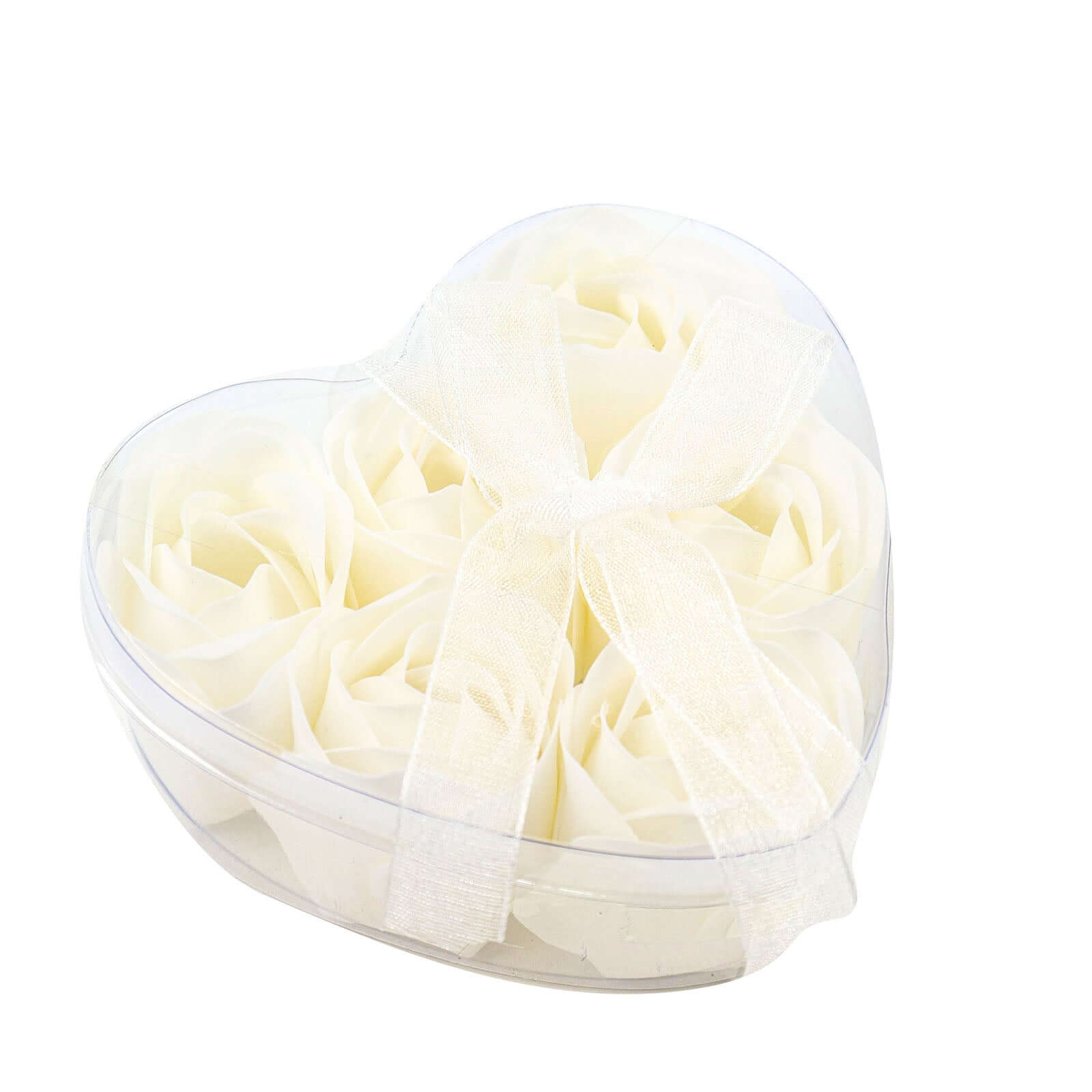 4 Pack 24 Pcs White Scented Rose Soap Heart Shaped Party Favors With Gift Boxes And Ribbon