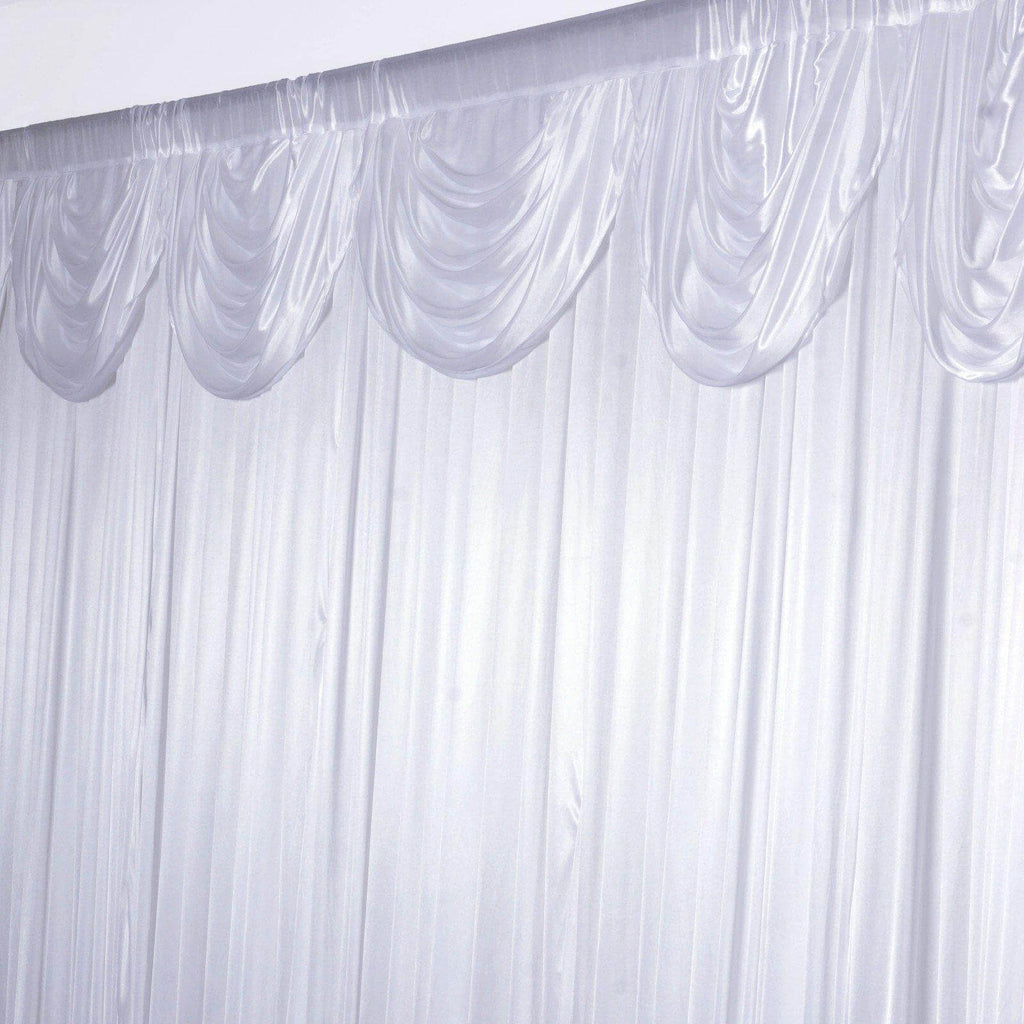 20ftx10ft White Premium Double Drape Satin Event Curtain Drapes, Glossy Photo Backdrop Event Panel