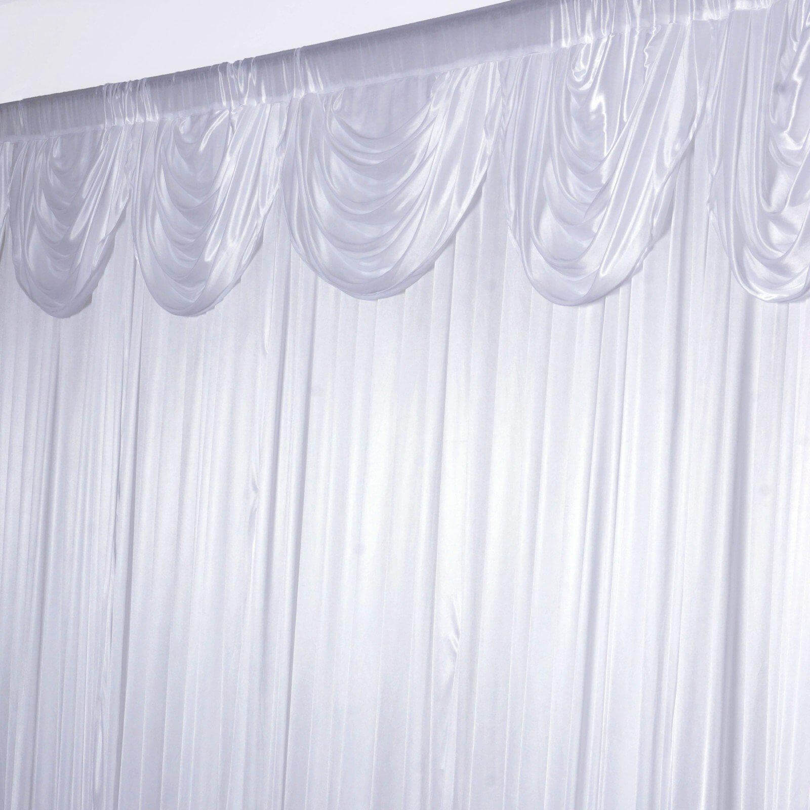 20ftx10ft White Premium Double Drape Satin Event Curtain Drapes, Glossy Photo Backdrop Event Panel