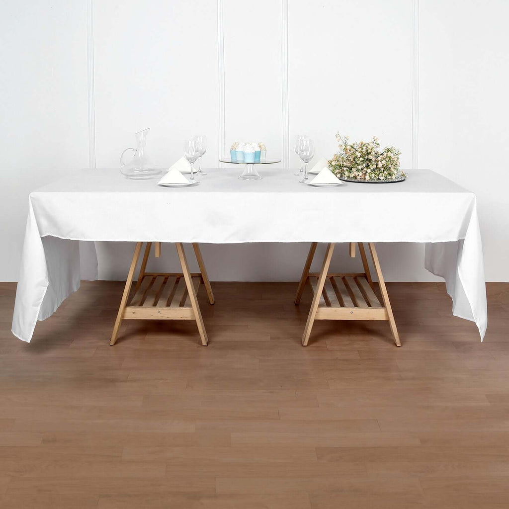 Polyester 50"x120" Rectangle Tablecloth White - Wrinkle-Resistant and Sleek for Everyday Use