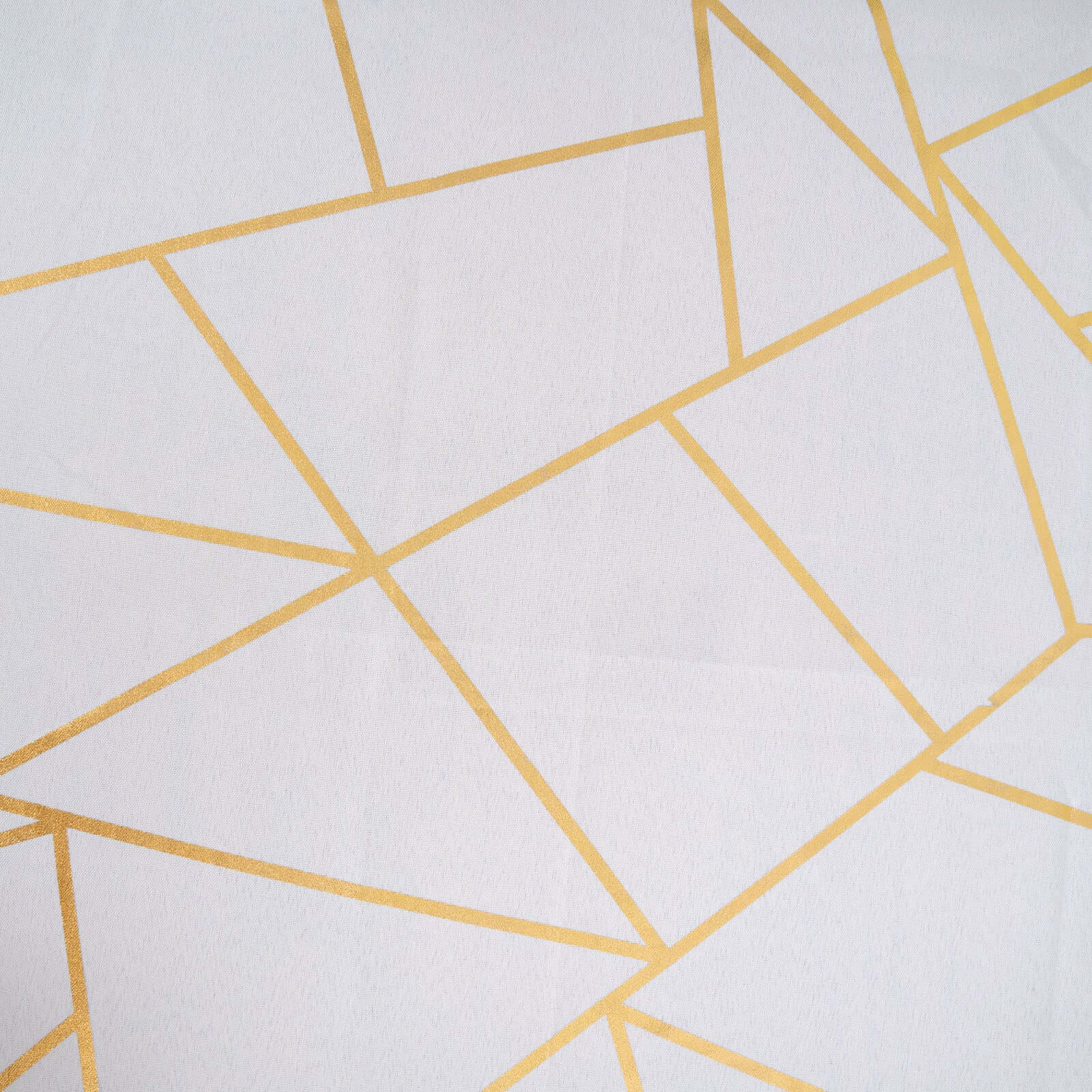 Polyester 90"x132" Rectangle Tablecloth White Seamless with Gold Foil Geometric Pattern - Wrinkle-Resistant Seamless Table Cover for Sophisticated Events