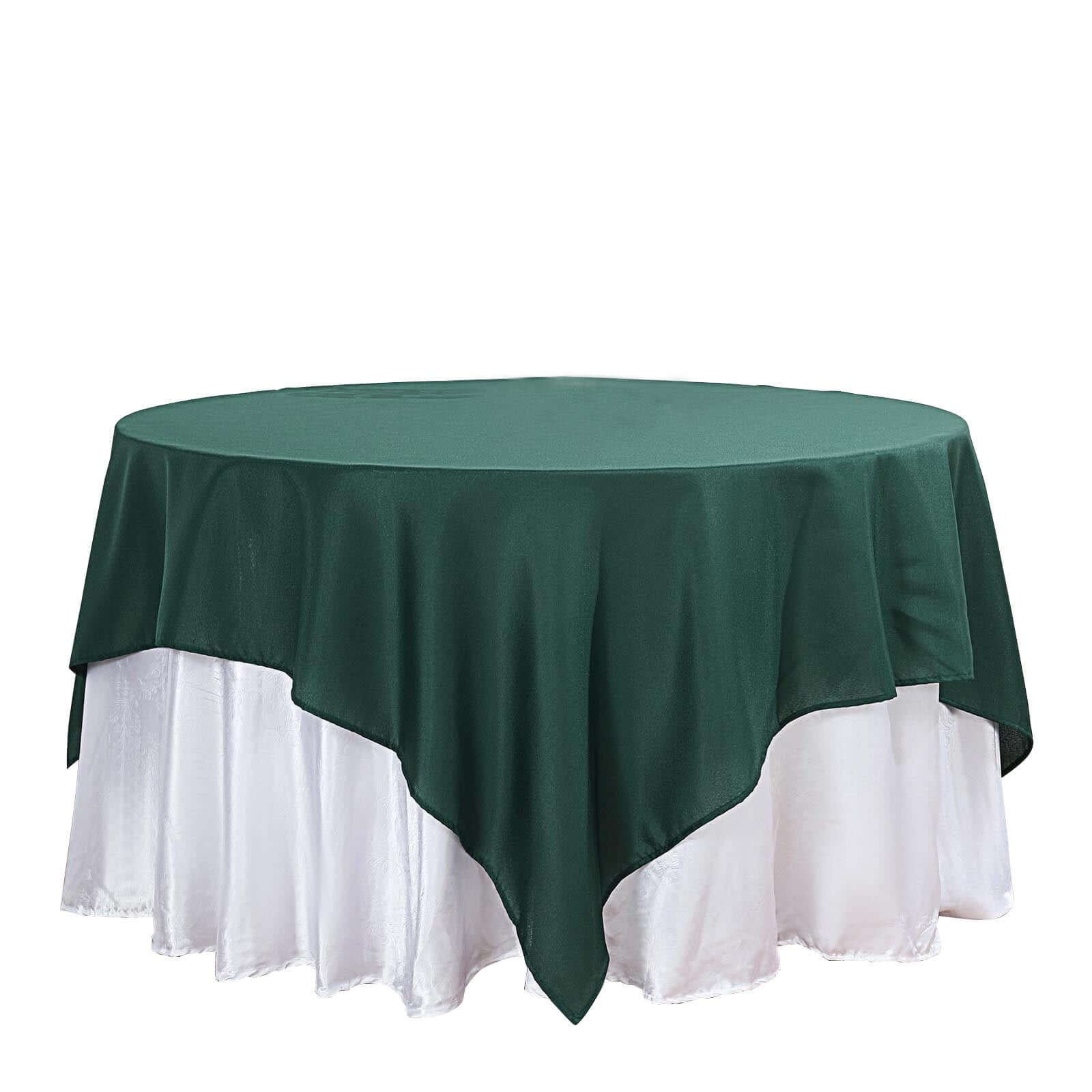 Polyester 54"x54" Table Overlay Square Tablecloth Hunter Emerald Green - Wrinkle-Resistant & Durable Table Cover