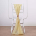 5 Pack Chiffon Chair Sashes Champagne - Soft & Lightweight Designer Chair Bows 22"x78"