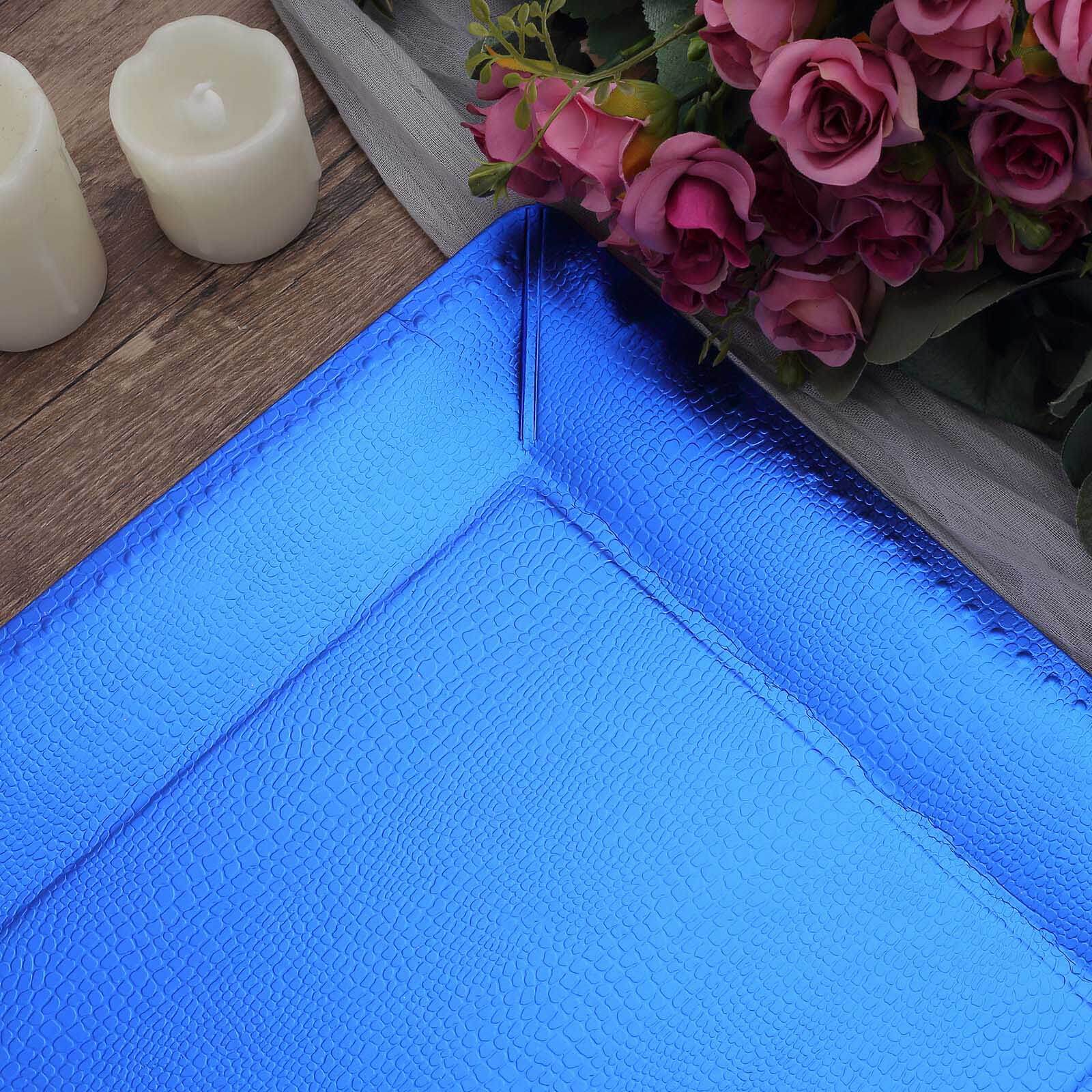 10-Pack Disposable Square Charger Plates in Royal Blue with Leather Like Texture - 1100GSM Durable Paper Chargers 13"