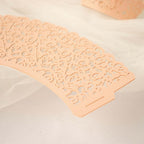25-Pack Paper Cupcake Wrappers Lace Laser Cut Design Blush - Muffin Baking Cup Trays for Events