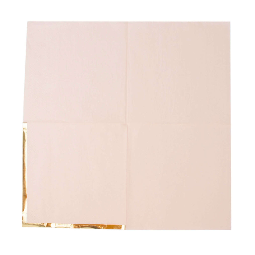 50-Pack Paper Beverage Napkins with Gold Foil Edge Blush - Disposable 2 Ply Cocktail Napkins for Events 6.5"x6.5"