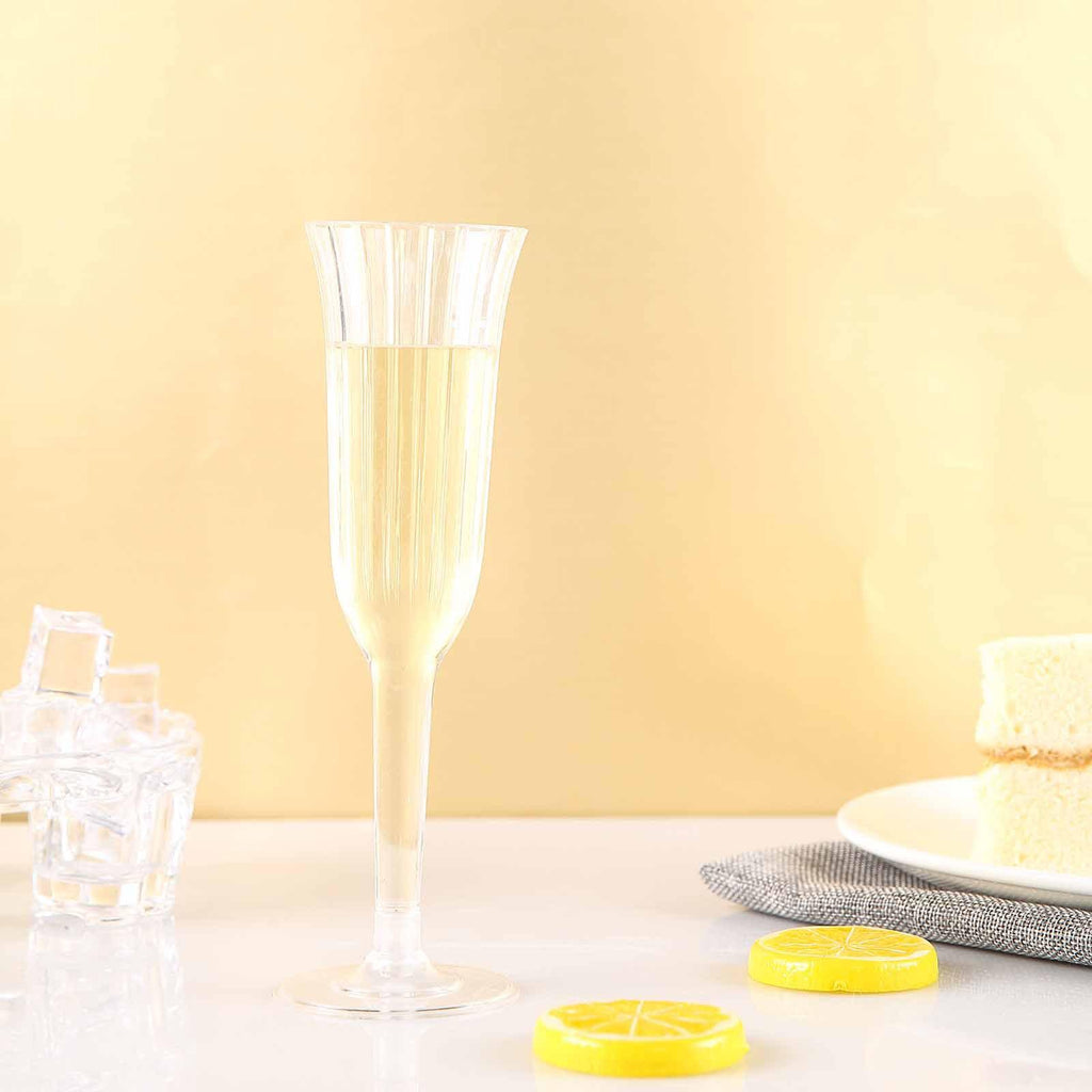 12-Pack Plastic Champagne Flutes Clear Flared Design - Lightweight Disposable Toasting Glasses 6oz