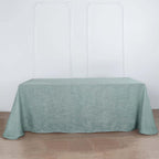 Faux Linen 90"x132" Rectangular Tablecloth Dusty Blue - Slubby Texture Wrinkle-Resistant Seamless Table Cover