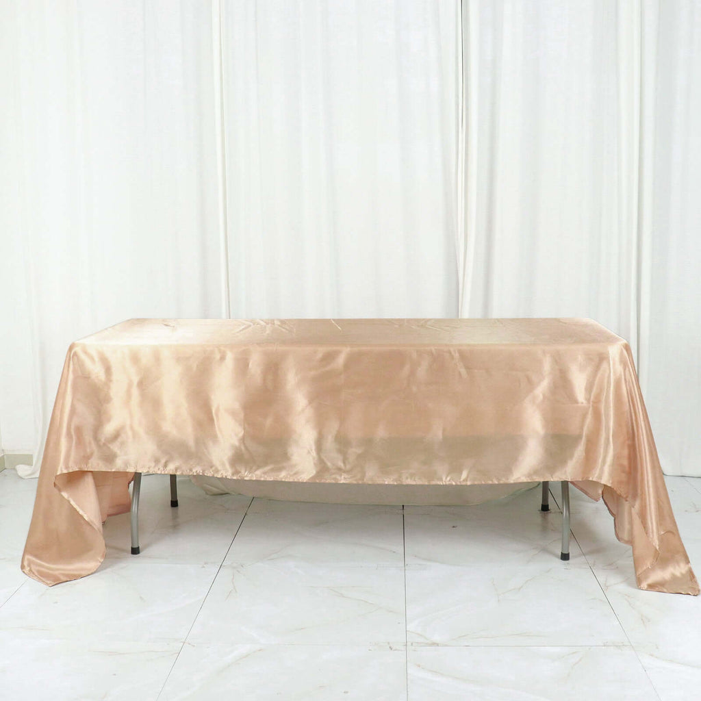 Satin Rectangular 60"x126" Tablecloth Nude - Smooth and Lustrous Table Cover