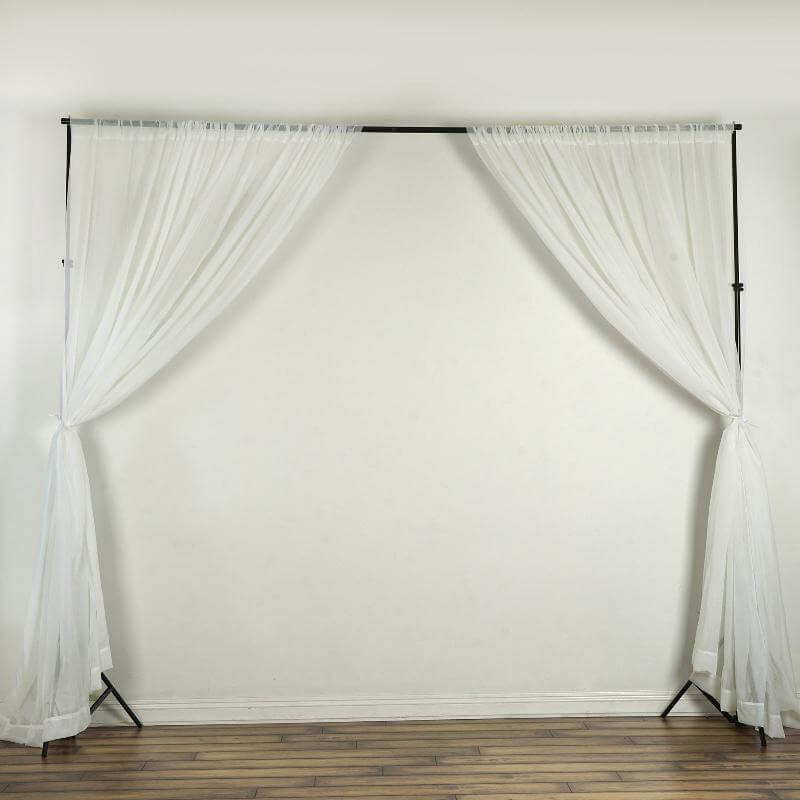 2 Pack Ivory Sheer Chiffon Event Curtain Drapes, Durable Flame Resistant Organza Backdrop Event Panels With Rod Pockets - 10ftx10ft