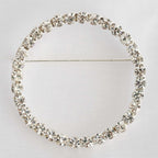 Rhinestone Chair Sash Band Buckle Silver 2" Circle Metal - Glittering Diamond Bow Pin for Chair Sashes & Wedding Decor