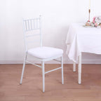 Chiavari Chair Cushion with 1.5" Thick Memory Foam and Ties White - Stylish Removable Cover for Comfort