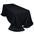 Polyester 90"x132" Rectangle Tablecloth Black - Rounded Corners and Seamless Table Cover