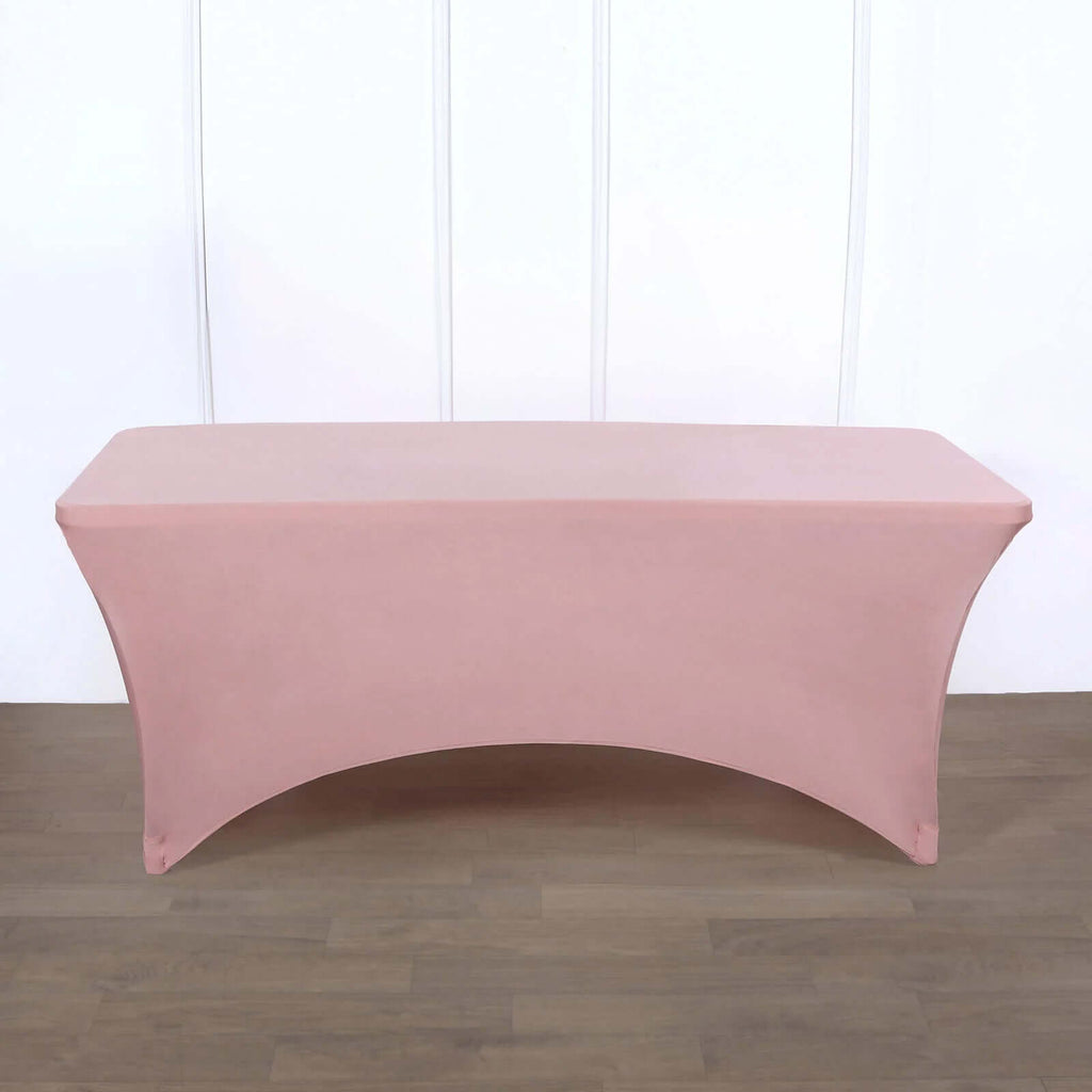 Stretch Spandex 96"x30" Rectangle Table Cover Dusty Rose - Durable Form-Fitting Tablecloth