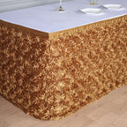 Rosette Satin 21ft Table Skirt Gold - 3D Floral Table Cover