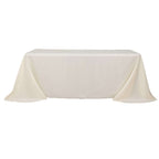 Polyester 90"x132" Rectangle Tablecloth Ivory - Rounded Corners and Seamless Table Cover