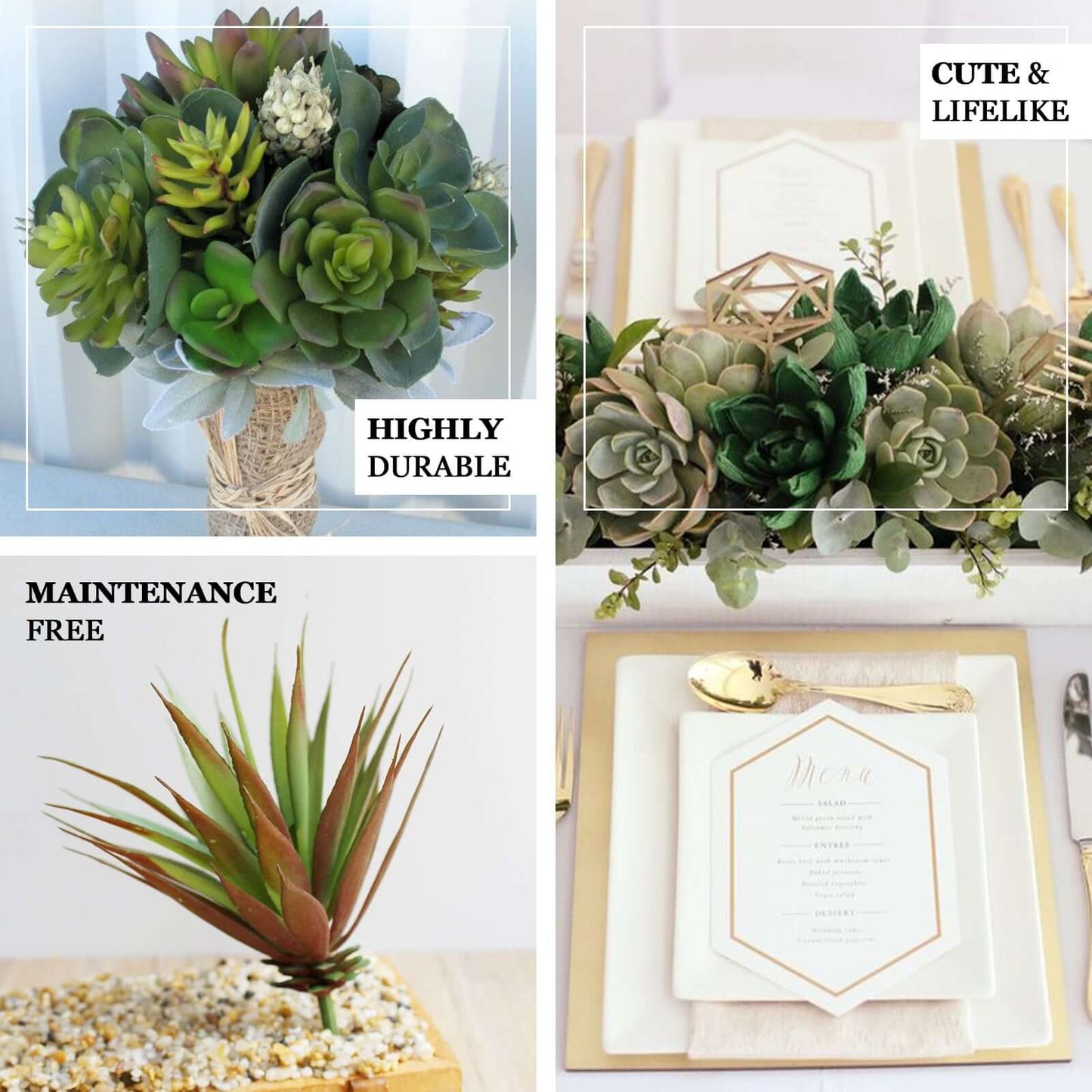 3 Pack 18" Assorted Artificial Aeonium Spray Succulent Air Plants