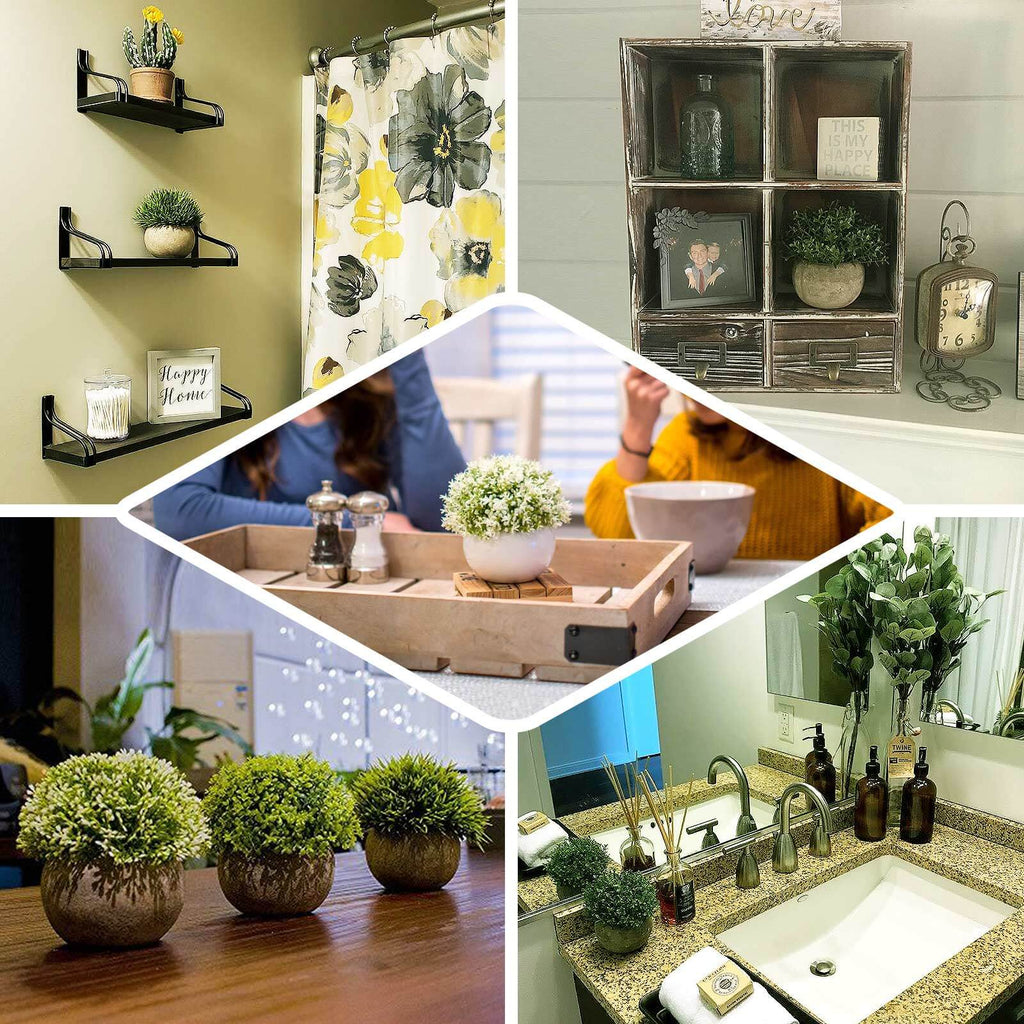 2 Plant Set Artificial Boxwood Topiary Ball 5" - Maintenance Free Mini Faux Potted Greenery Decor