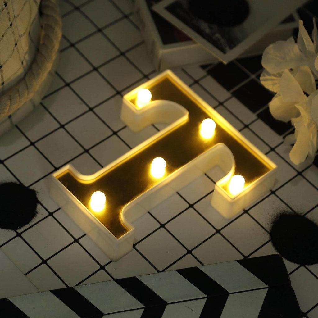 3D Marquee Letter "T" Warm White 5 LED Lights Gold - Chic Light-Up Decor for Events 6"