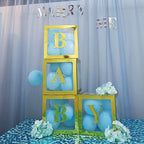 2 Pack 12" Metallic Gold Clear Baby Shower Party Decoration Boxes, Transparent DIY Balloon Boxes