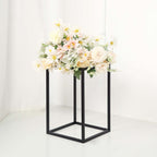 2-Pack Wedding Flower Stand Matte Black Metal Geometric Column Frame Rectangular - Versatile Floral Pedestal for Sophisticated Arrangements 12"