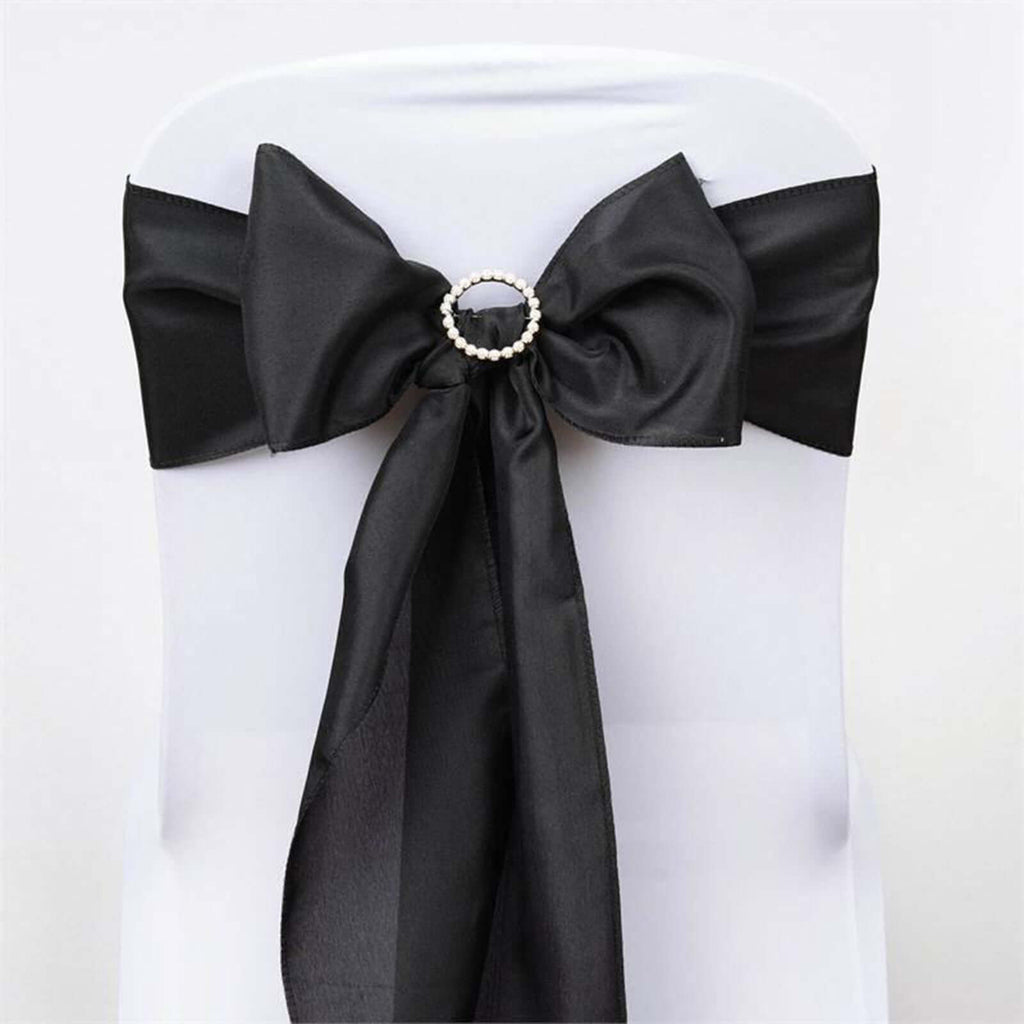 5 Pack Polyester Chair Sashes Black - Subtle Elegance for Special Occasions 6"x108"