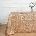 Sequin 90"x156" Rectangle Tablecloth Matte Champagne - Seamless Big Payette Table Cover