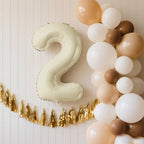 Matte Cream Number Balloons 0 - 9 â€“ 35" Large Mylar Foil Balloons, Air or Helium Fill - Bell Racket Store