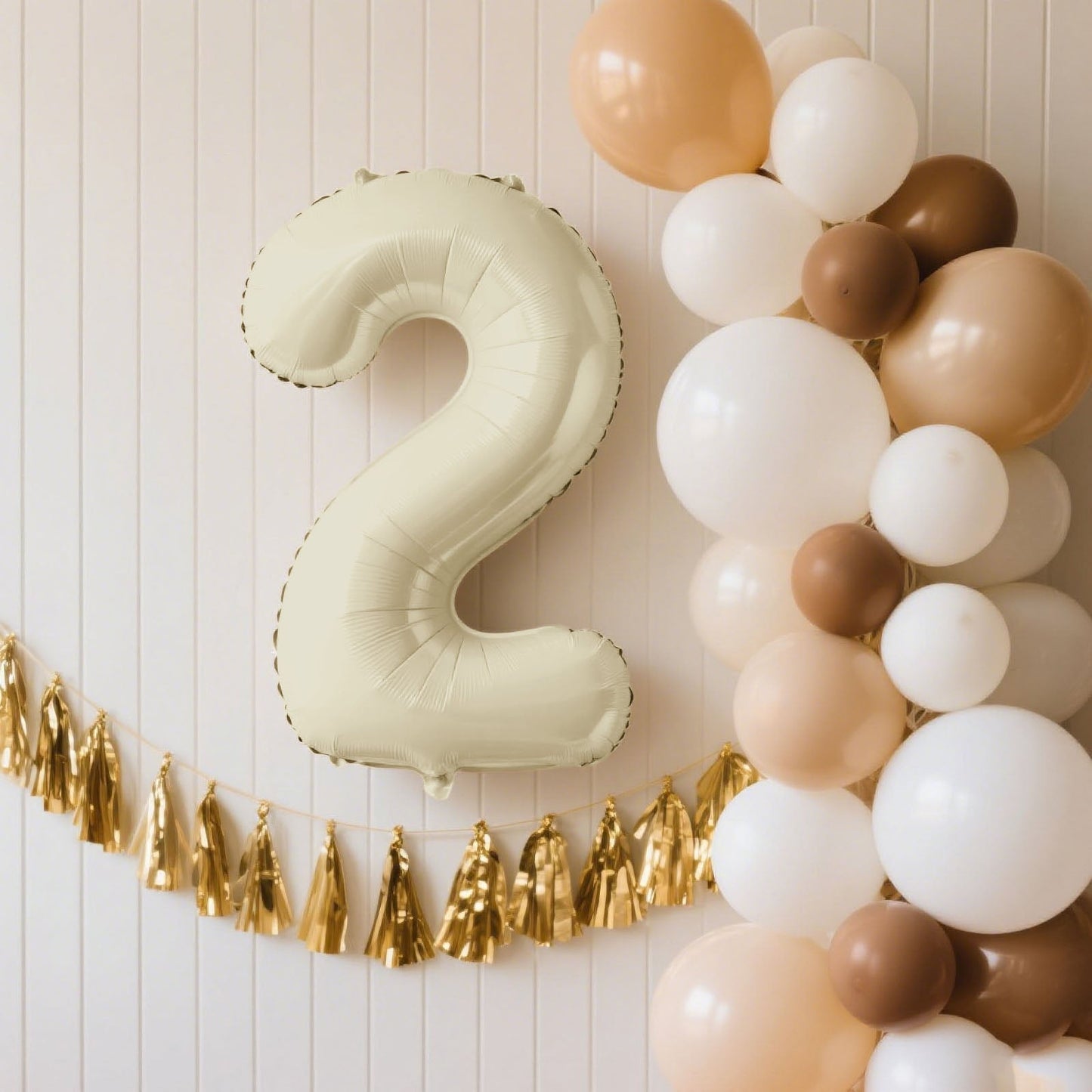 Matte Cream Number Balloons 0 - 9 â€“ 35" Large Mylar Foil Balloons, Air or Helium Fill - Bell Racket Store