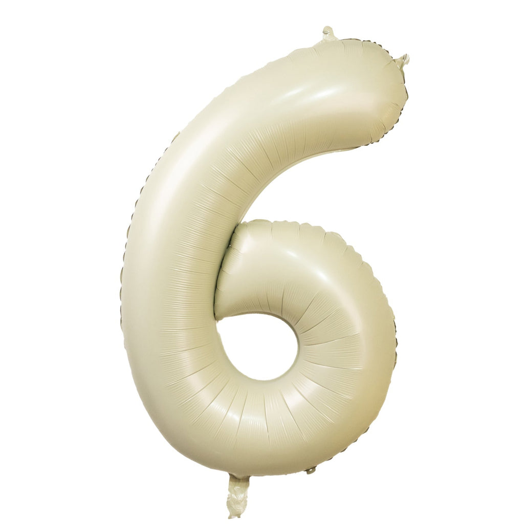 Matte Cream Number Balloons 0 - 9 â€“ 35" Large Mylar Foil Balloons, Air or Helium Fill - Bell Racket Store