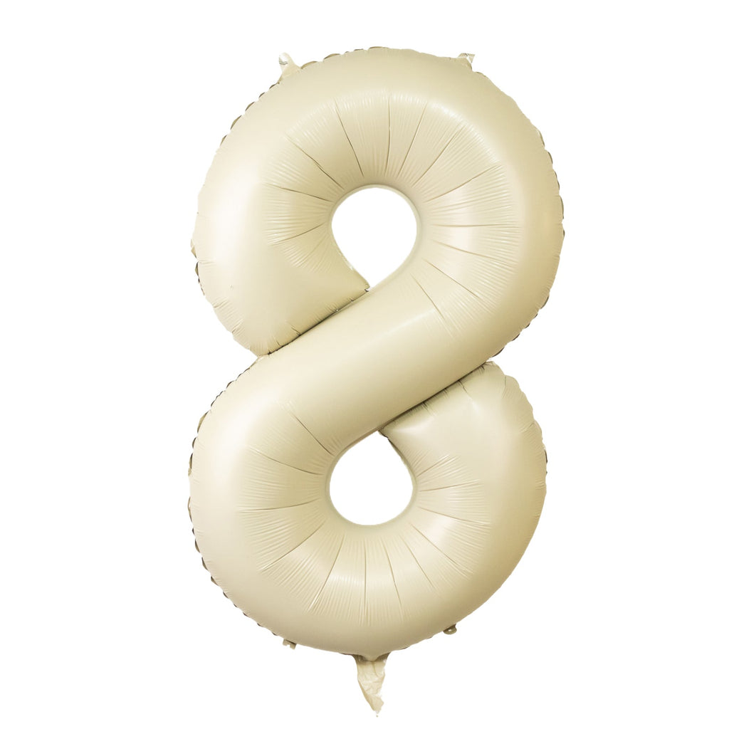 Matte Cream Number Balloons 0 - 9 â€“ 35" Large Mylar Foil Balloons, Air or Helium Fill - Bell Racket Store