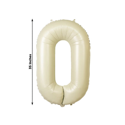 Matte Cream Number Balloons 0 - 9 â€“ 35" Large Mylar Foil Balloons, Air or Helium Fill - Bell Racket Store