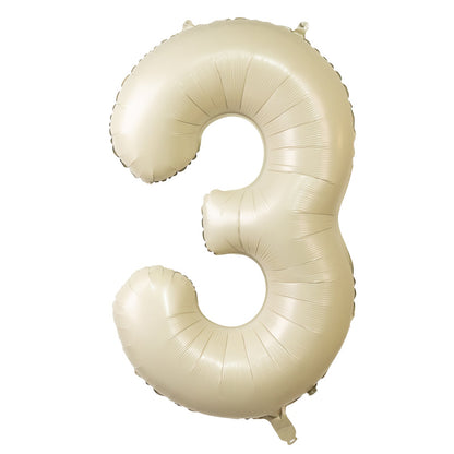 Matte Cream Number Balloons 0 - 9 â€“ 35" Large Mylar Foil Balloons, Air or Helium Fill - Bell Racket Store