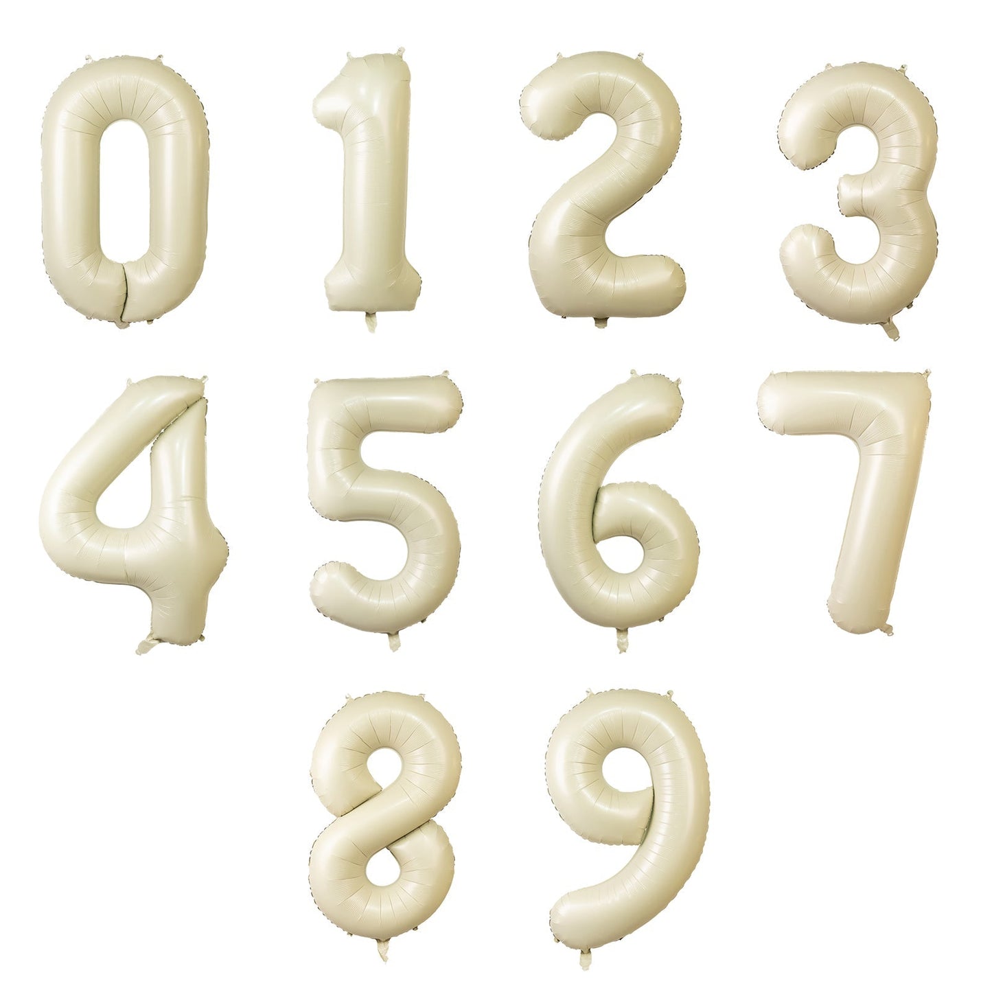 Matte Cream Number Balloons 0 - 9 â€“ 35" Large Mylar Foil Balloons, Air or Helium Fill - Bell Racket Store