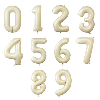 Matte Cream Number Balloons 0 - 9 â€“ 35" Large Mylar Foil Balloons, Air or Helium Fill - Bell Racket Store