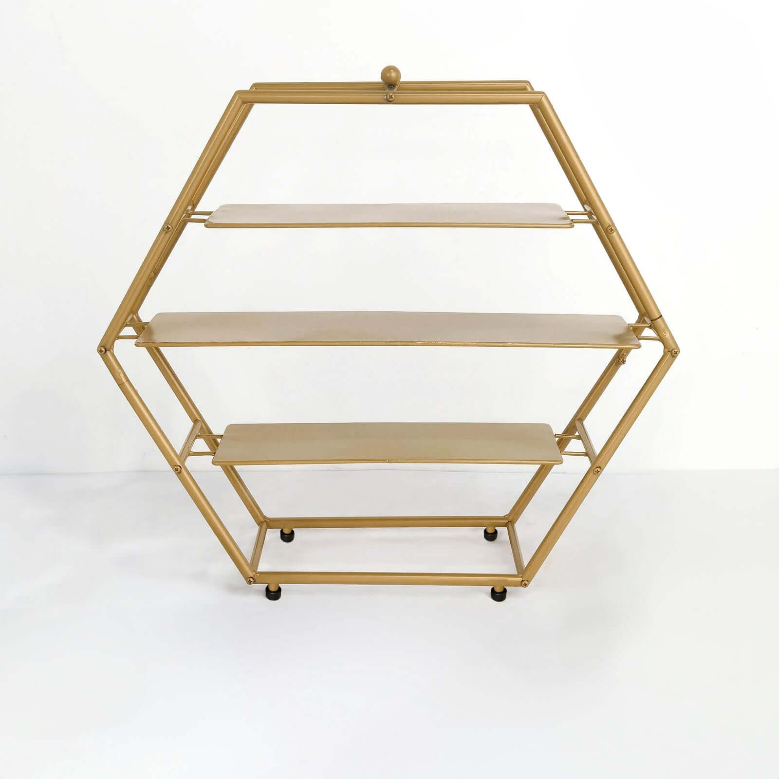 3-Tier Metal Hexagon Cupcake Stand Matte Gold - Stylish Geometric Dessert Holder Appetizer Display for Modern Weddings Dessert Buffets & Celebrations 21"