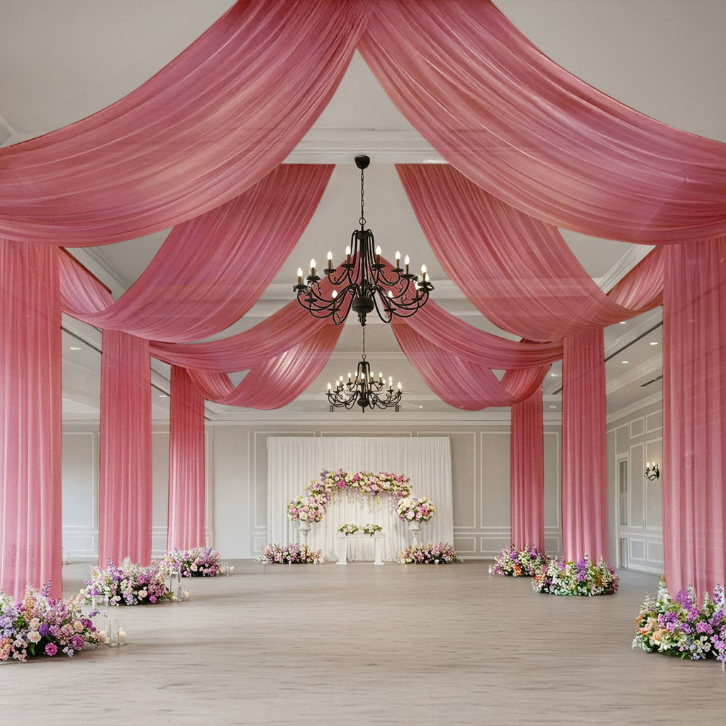 Mauve Cinnamon Rose Sheer Backdrop Drape â€“ 5ftx32ft Wedding Arch & Ceiling Decor Panel, Wrinkle Free with Soft Shimmer - Bell Racket Store