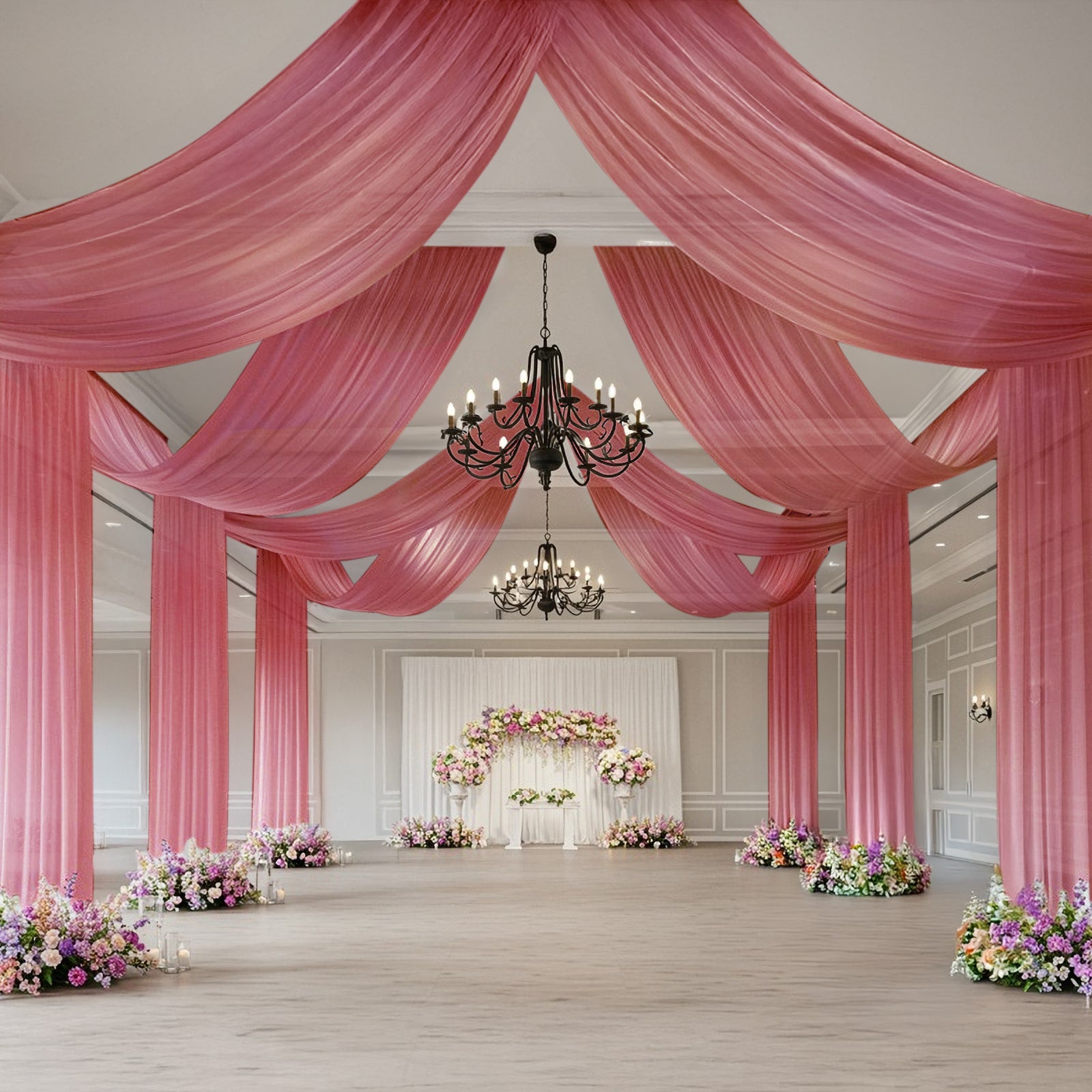 Mauve Cinnamon Rose Sheer Backdrop Drape â€“ 5ftx32ft Wedding Arch & Ceiling Decor Panel, Wrinkle Free with Soft Shimmer - Bell Racket Store