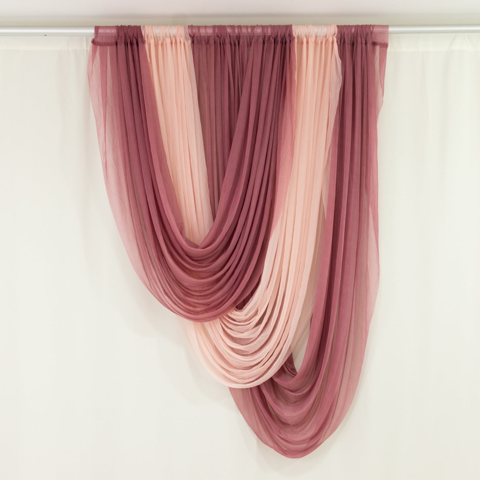 Mauve Cinnamon Rose Sheer Chiffon Valance Curtain 4ft x 5ft â€“ Wedding Arch Drape with Rod Pocket, Voile Backdrop Panel - Bell Racket Store
