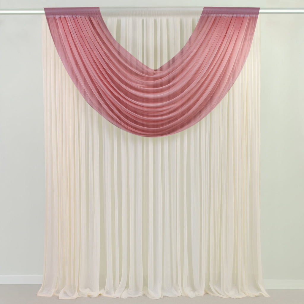 Mauve Cinnamon Rose Sheer Chiffon Valance Curtain 4ft x 5ft â€“ Wedding Arch Drape with Rod Pocket, Voile Backdrop Panel - Bell Racket Store