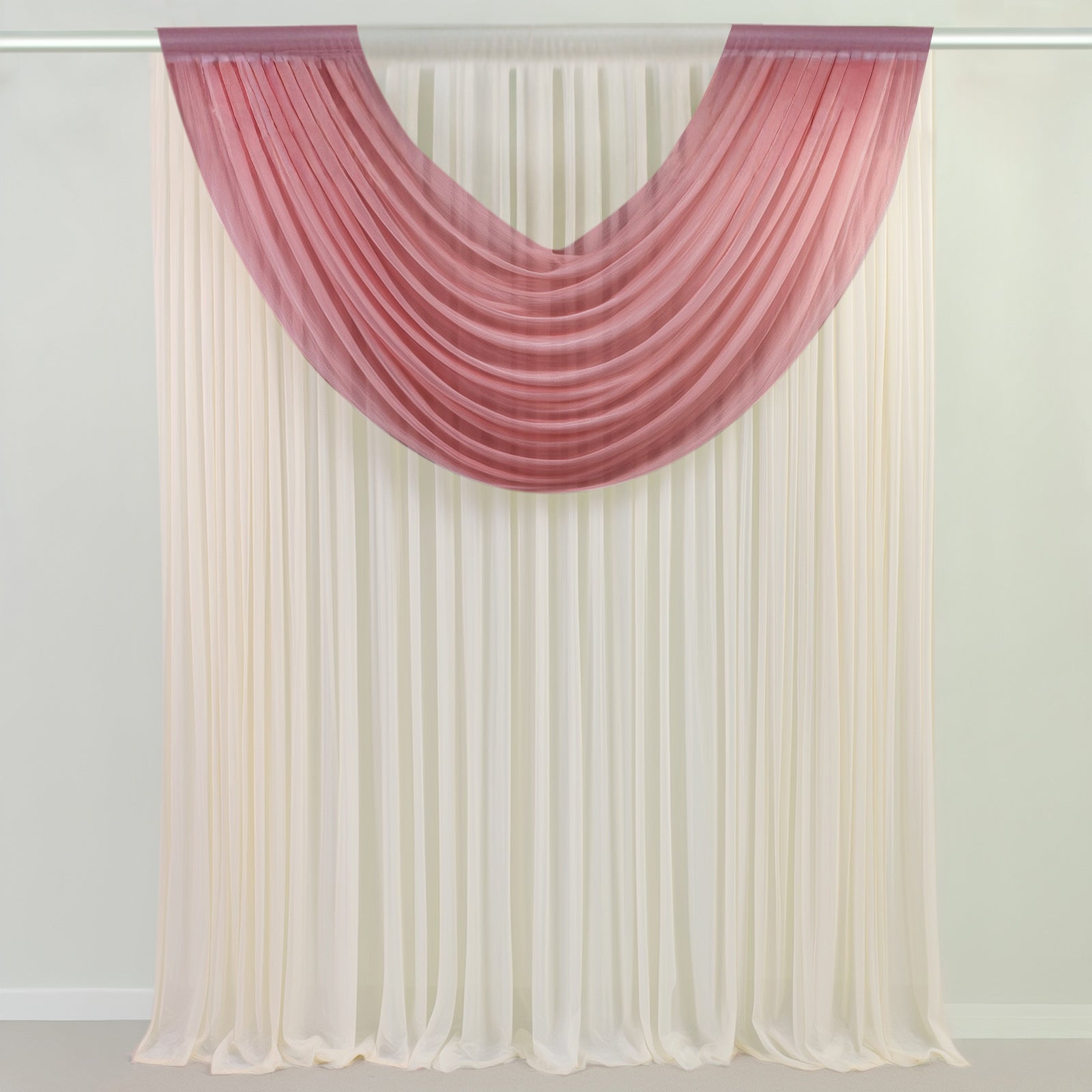 Mauve Cinnamon Rose Sheer Chiffon Valance Curtain 4ft x 5ft â€“ Wedding Arch Drape with Rod Pocket, Voile Backdrop Panel - Bell Racket Store
