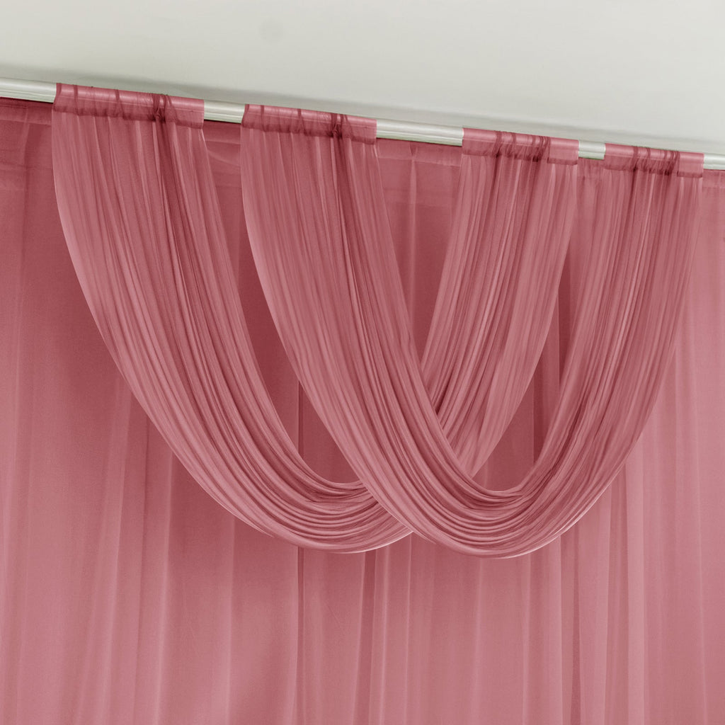 Mauve Cinnamon Rose Sheer Chiffon Valance Curtain 4ft x 5ft â€“ Wedding Arch Drape with Rod Pocket, Voile Backdrop Panel - Bell Racket Store