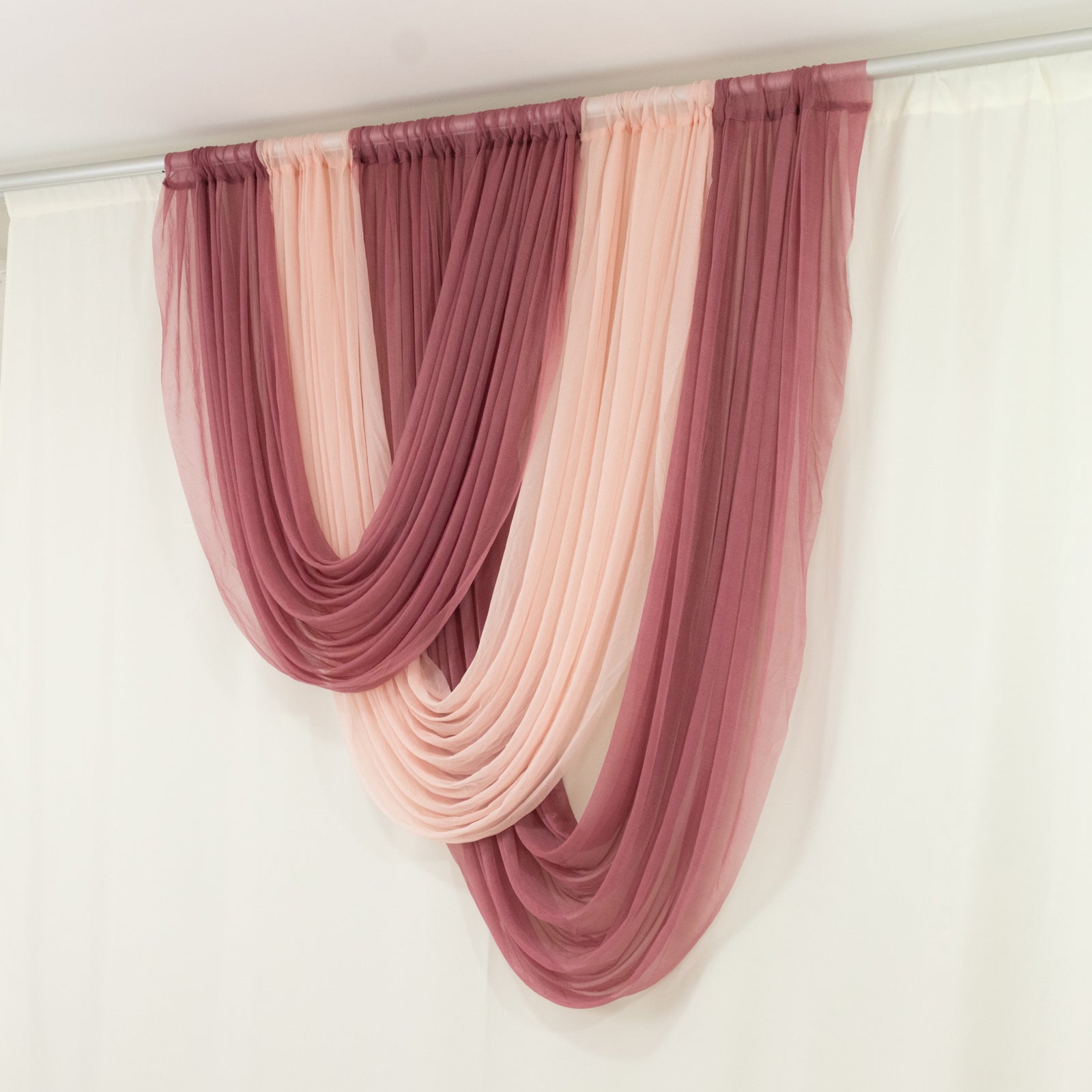 Mauve Cinnamon Rose Sheer Chiffon Valance Curtain 4ft x 5ft â€“ Wedding Arch Drape with Rod Pocket, Voile Backdrop Panel - Bell Racket Store