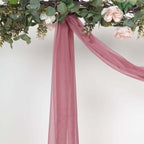 18ft Mauve Cinnamon Rose Sheer Organza Wedding Arch Drapery Fabric, Window Scarf Valance