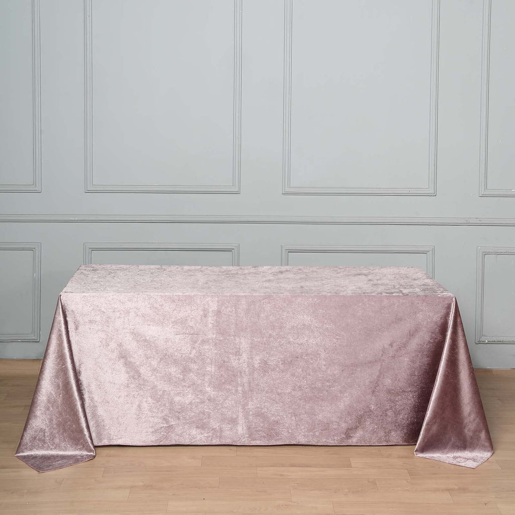 Premium Velvet 90"x132" Rectangle Tablecloth Mauve - Reusable Soft & Seamless Table Cover