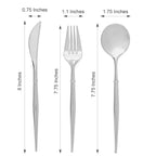24-Pack Plastic Flatware Set in Silver - Heavy Duty Disposable Modern Silverware 8"