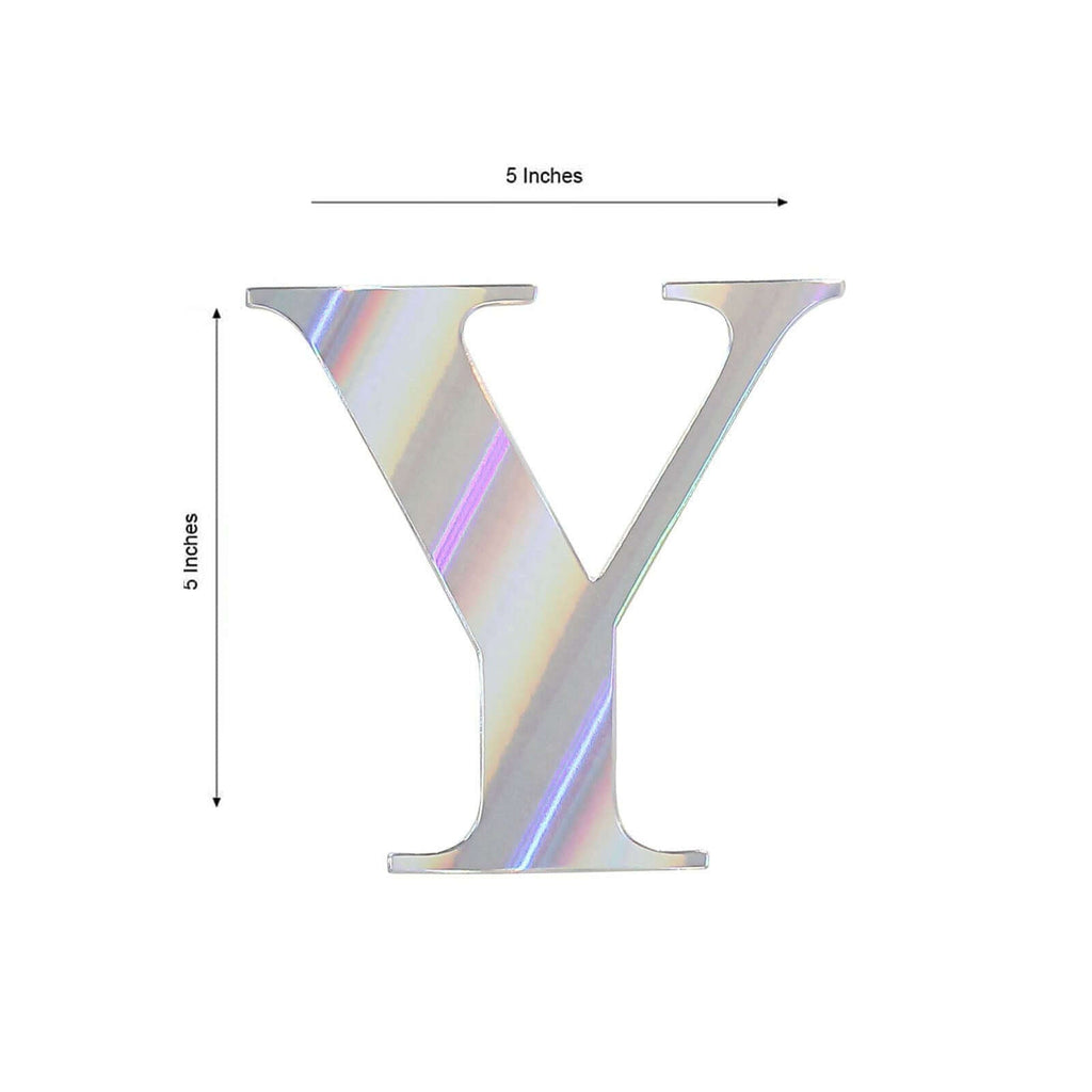4 Pack 5" Iridescent Alphabet Stickers Banner, Customizable Stick on Letters - Y