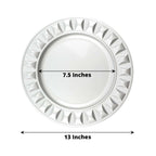 6-Pack Plastic Round Charger Plates 13" in Silver with Bejeweled Rim, Luxe Decorative Dinner Party Charger Tableware
