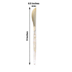 24-Pack Plastic Knives with Gold Glitter - Disposable Silverware Cutlery for Events